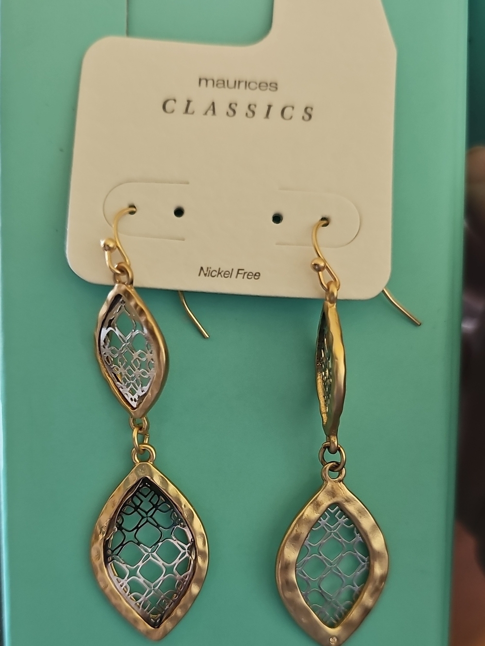 Maurices Gold Filigree Double Drop Dangle Earrings